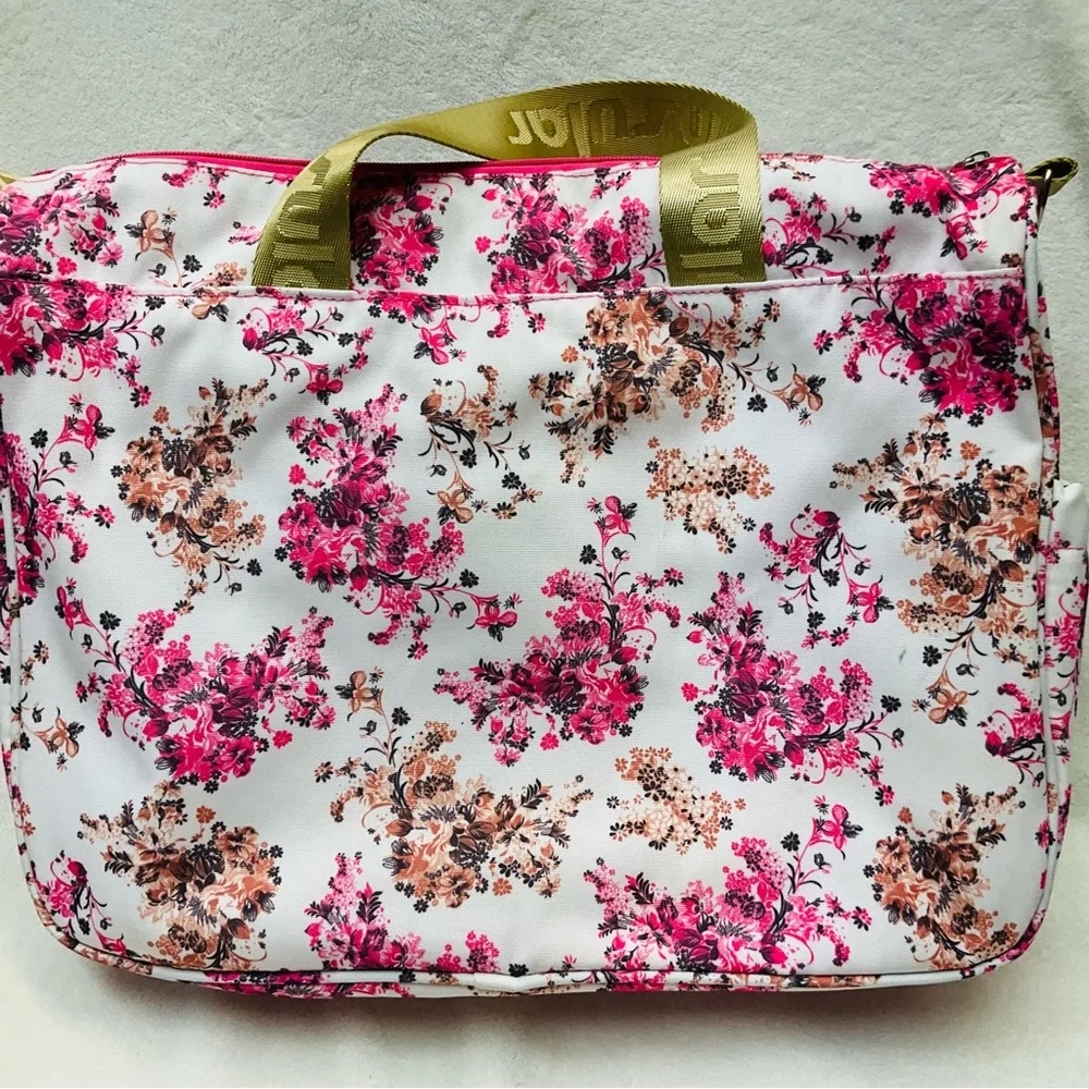 INSOLAR 15”x13” Floral Pink Baby Infant Insulated Diaper Bag - 4 Piece Set